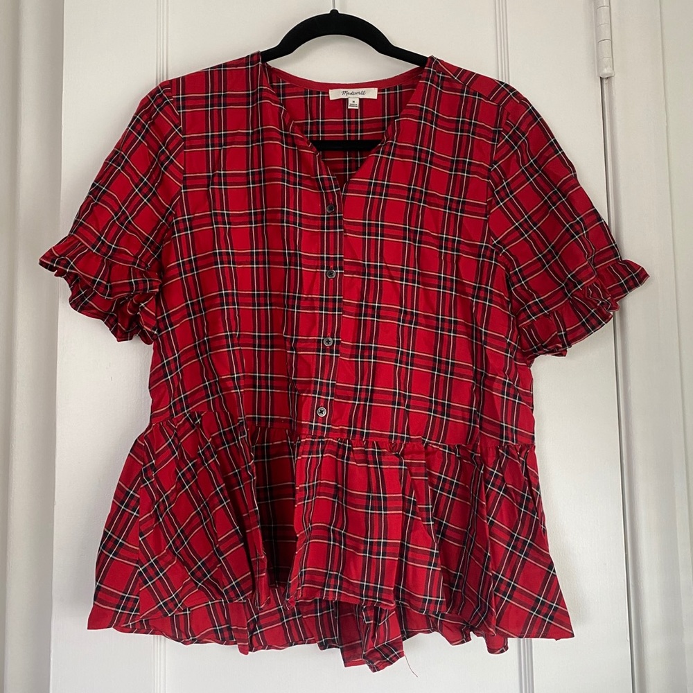 Madwell tartan plaid blouse